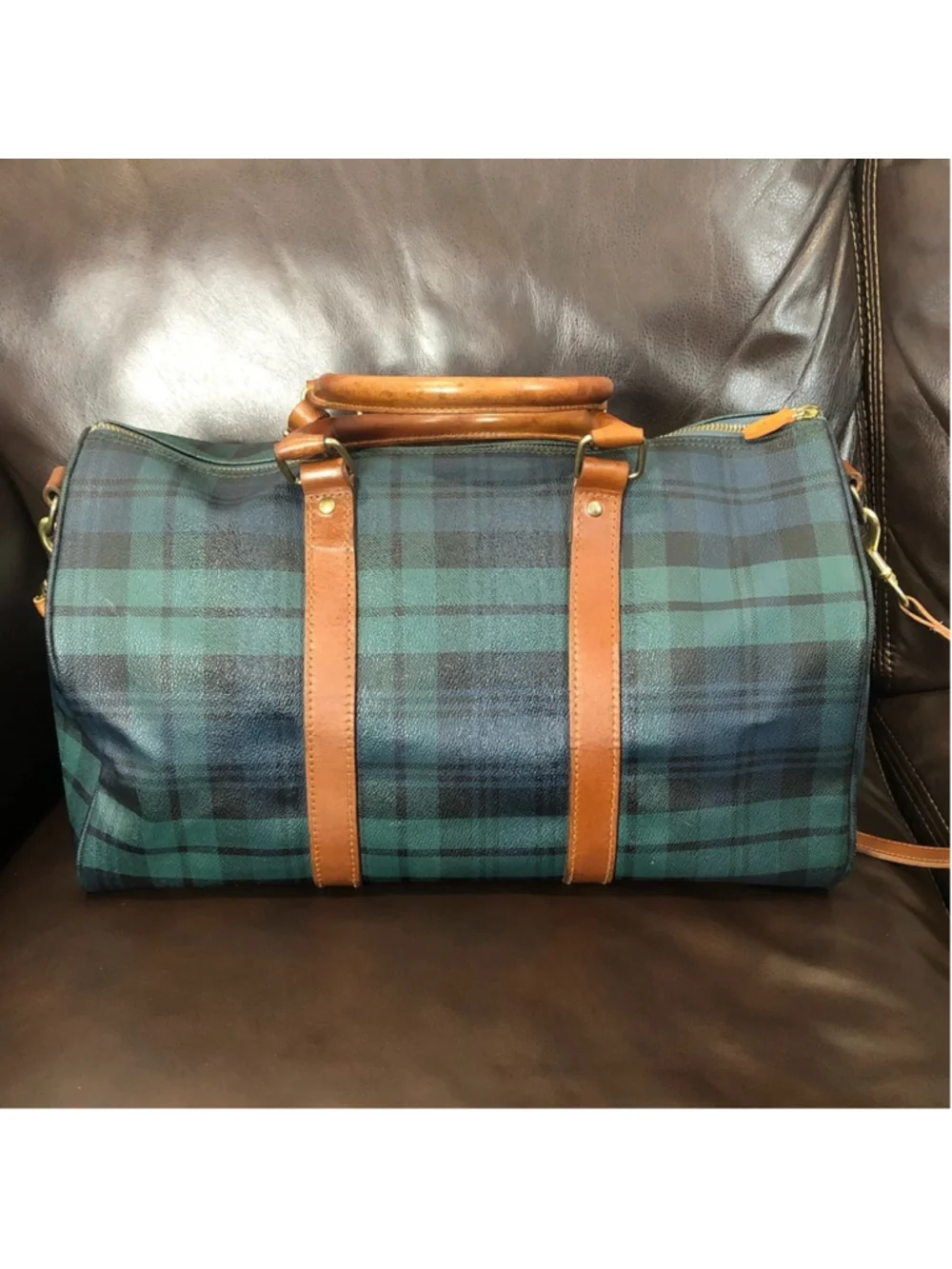 RALPH LAUREN Black Watch Plaid Boston Weekend Travel Duffle Doctors Bag 40cm